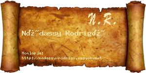 Nádassy Rodrigó névjegykártya